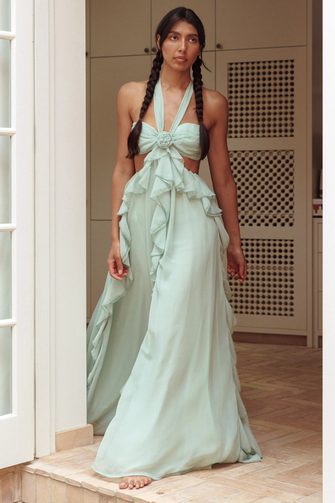 Santiago Cut-Out Ruffle Maxi Dress - Selfie Leslie