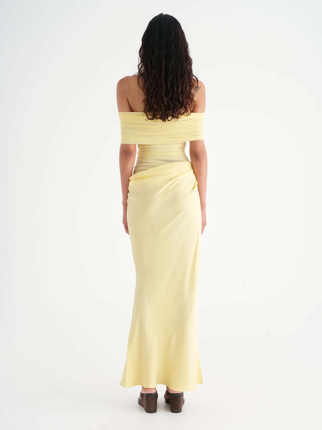 benni yellow dress Nico Off Shoulder Maxi Dress