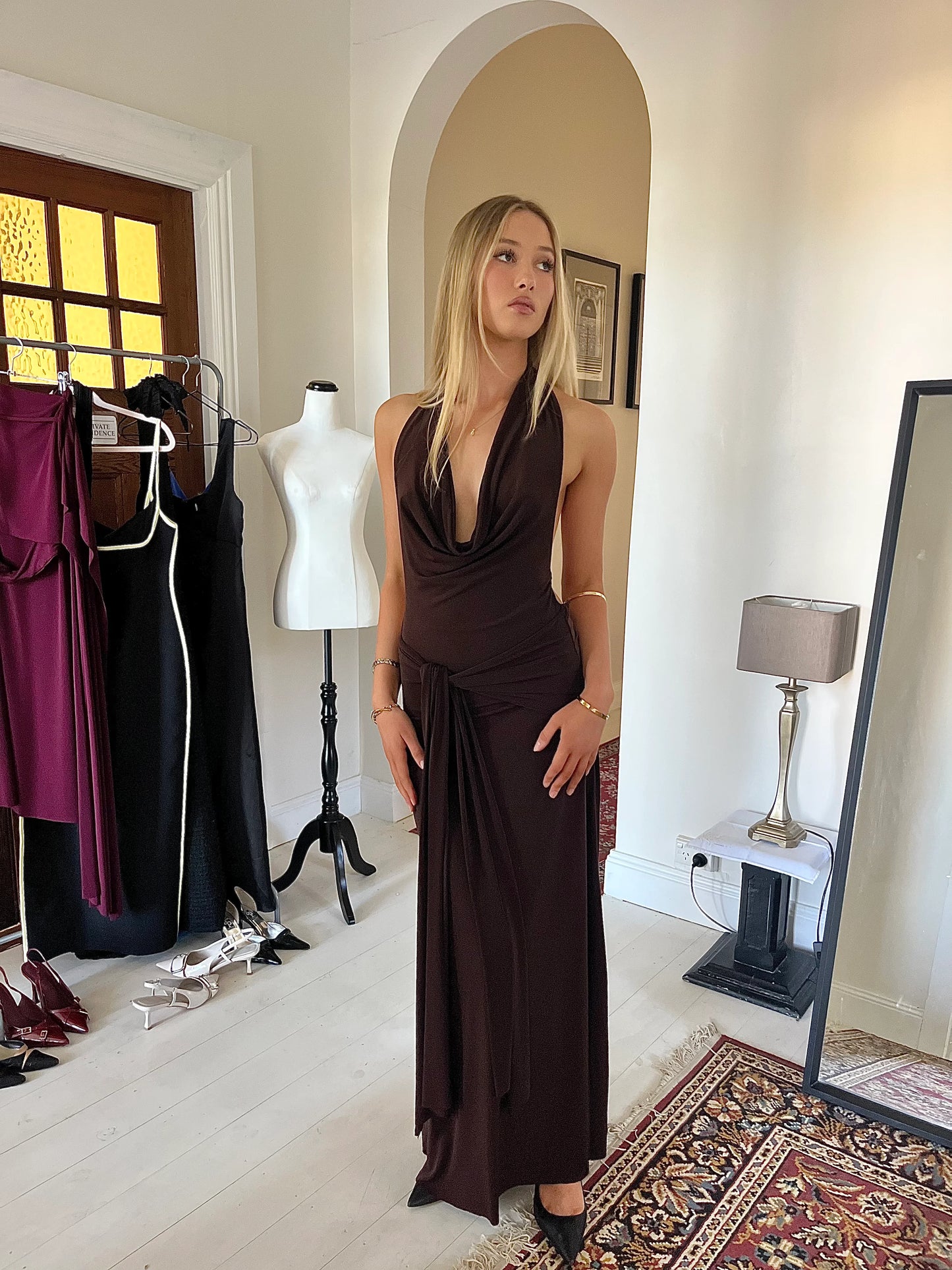 Nadia maxi dress brown - Lamarie